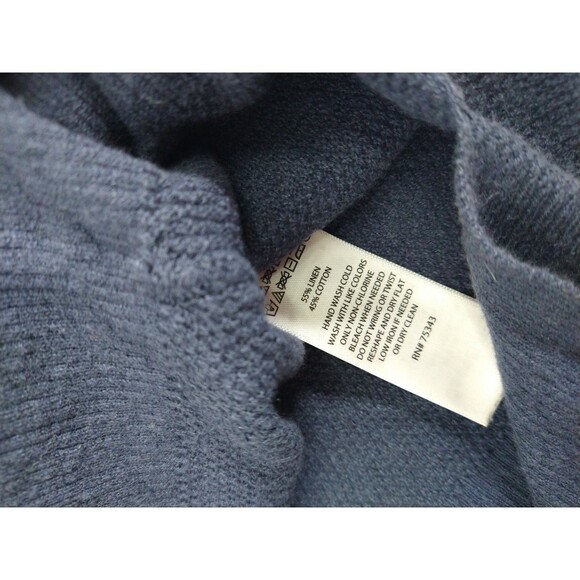 Sigrid Olsen Womens Size XL Navy Blue Linen Cotton Blend Knit Thermal Hoodie - Picture 5 of 9